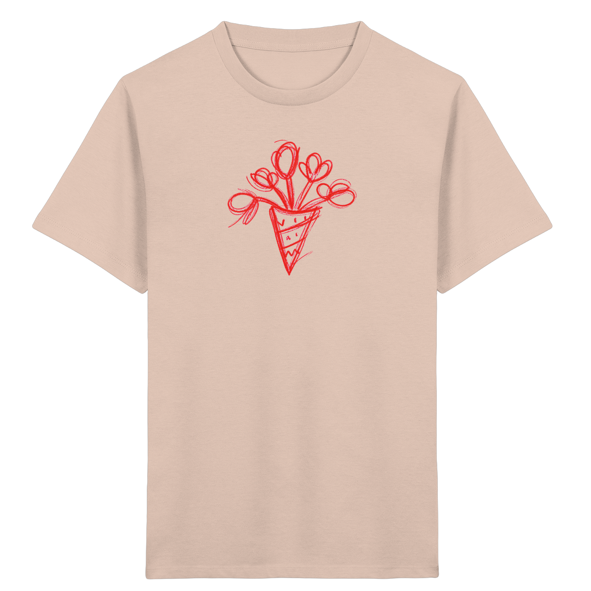 Korallrote Blumenschultüte Kinder T-Shirt - Kinder Bio T-Shirt
