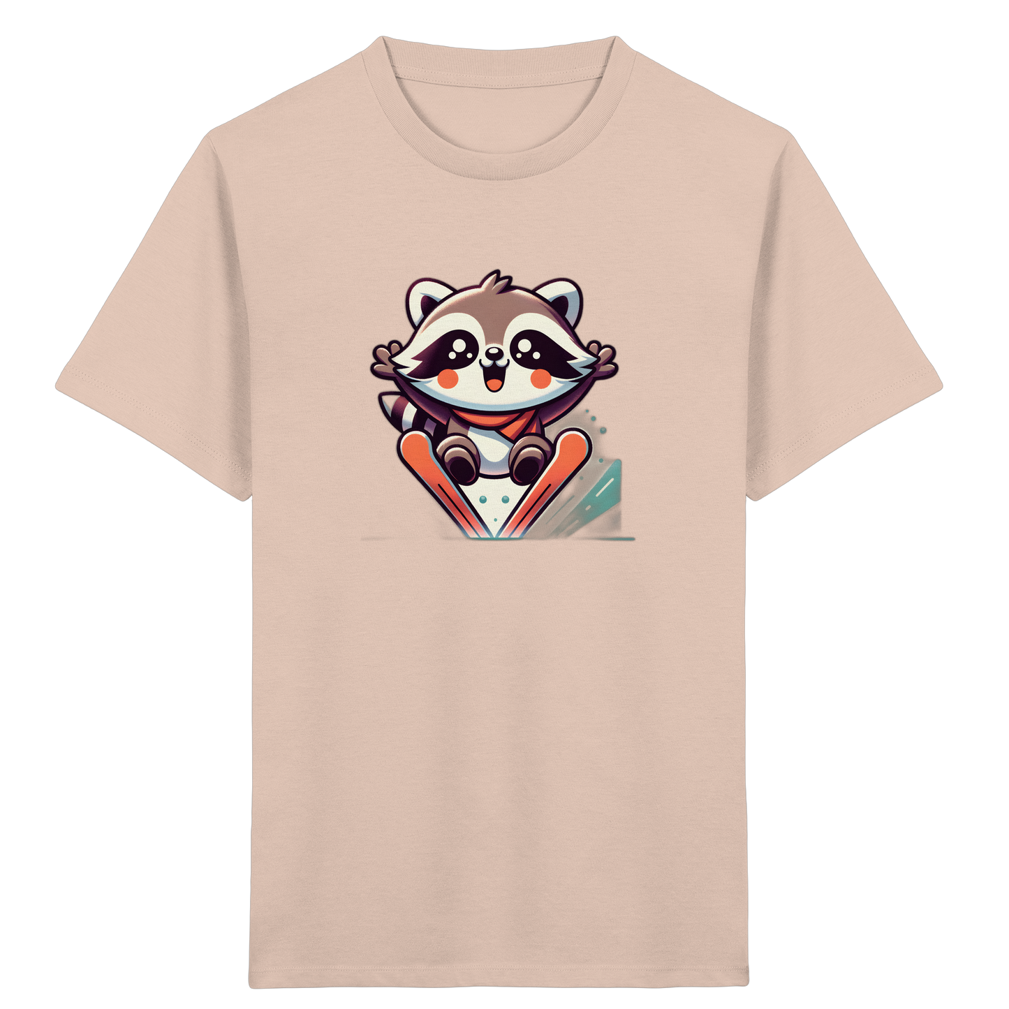 Fröhlicher Waschbär auf Skiern T-Shirt