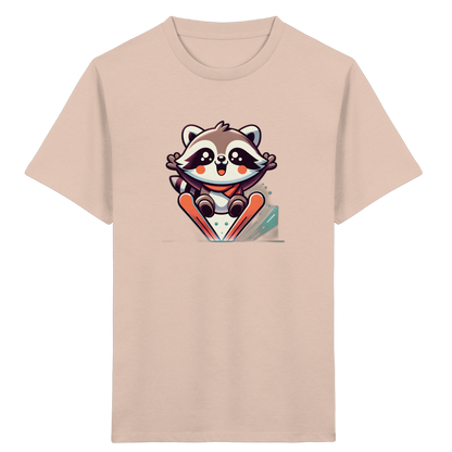 Waschbär auf Skiern – Kinder Bio-T-Shirt