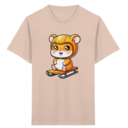 Kinder-T-Shirt mit Hamster auf einem Schlitten