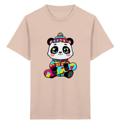 Kinder-T-Shirt mit Panda auf einem Snowboard