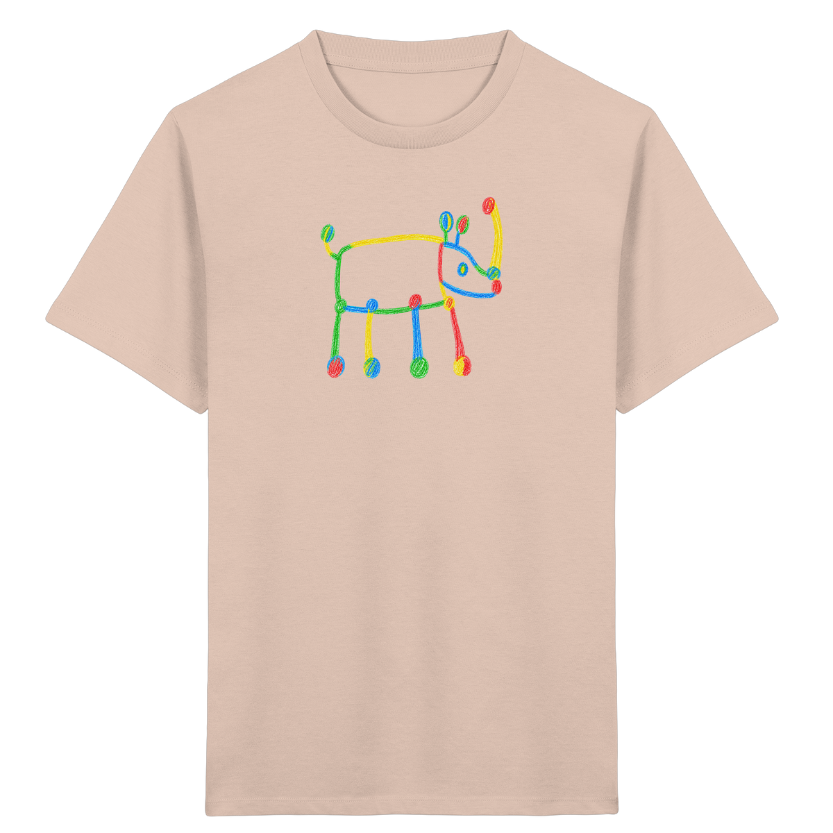 Buntes Farbpunkt Nashorn Shirt - Kinder Bio T-Shirt