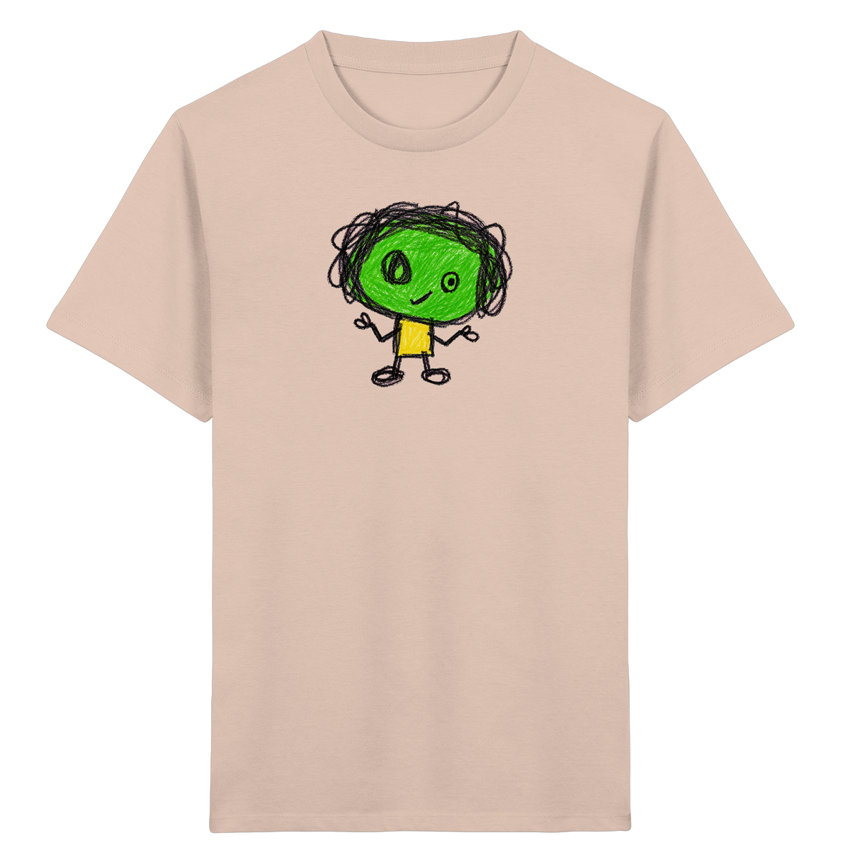 Kritzelkopf mit Zopfkranz - Kinder Bio T-Shirt