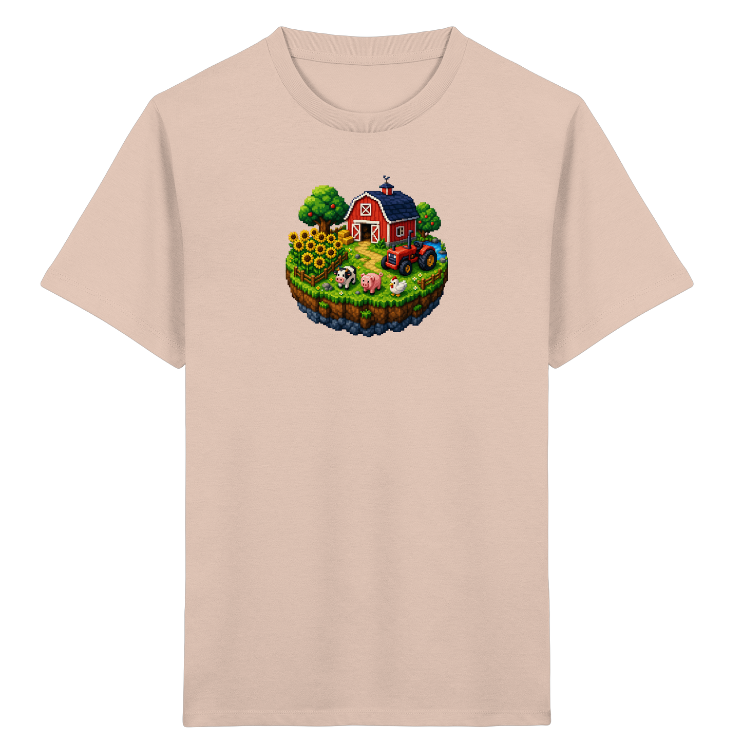 Niedliches Bauernhof Pixel-Art T-Shirt - Kinder Bio T-Shirt