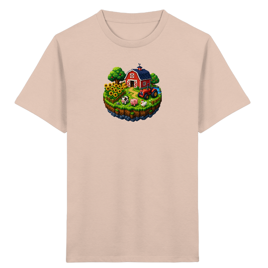 Niedliches Bauernhof Pixel-Art T-Shirt - Kinder Bio T-Shirt