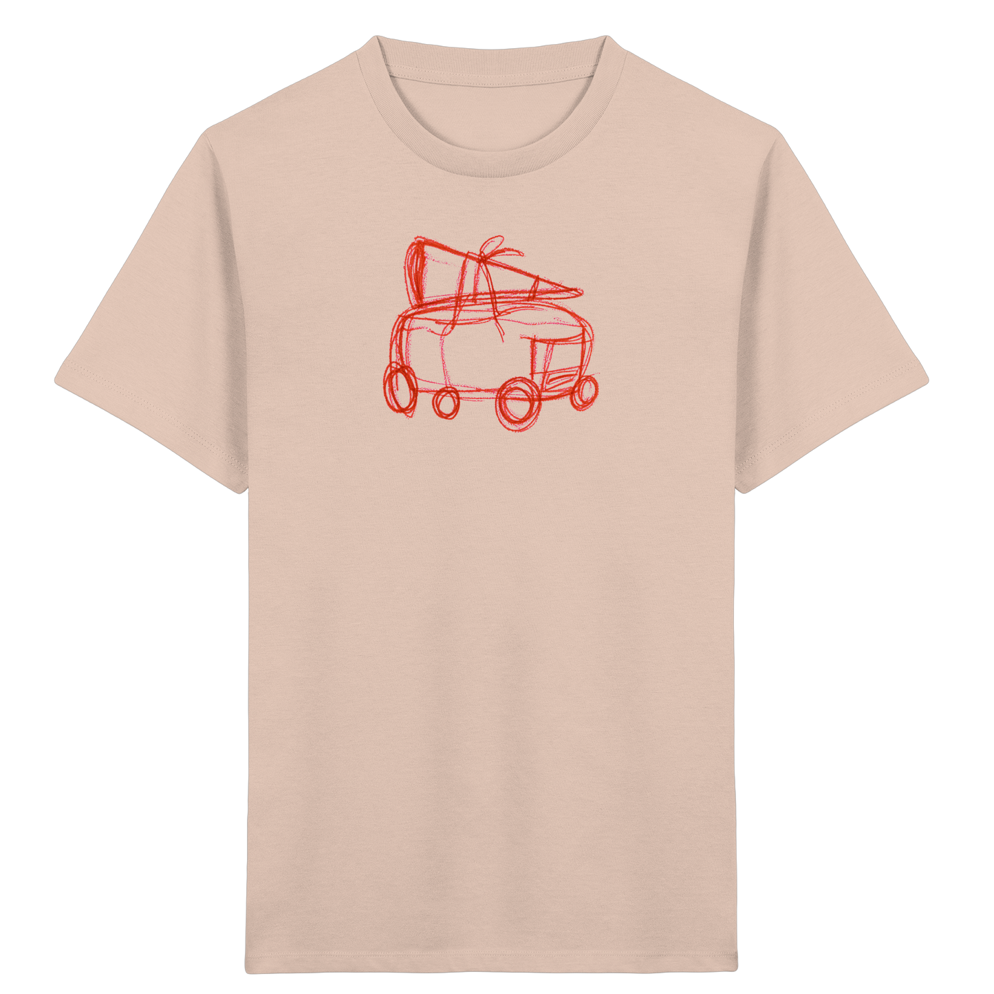 Rostroter Schulbus mit Schultüte - Kinder Bio T-Shirt