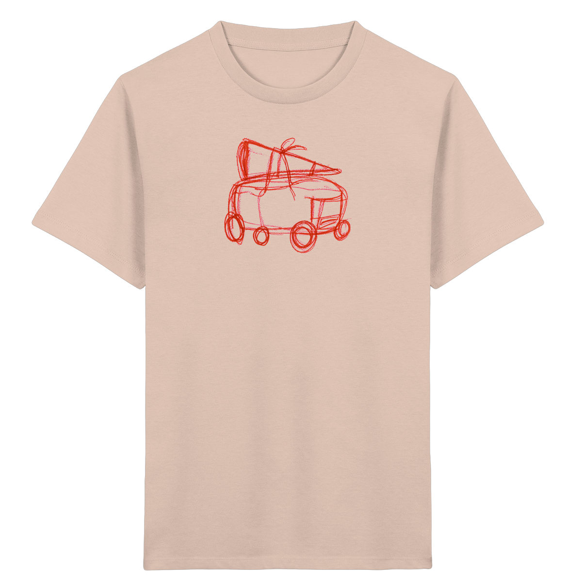 Rostroter Schulbus mit Schultüte - Kinder Bio T-Shirt