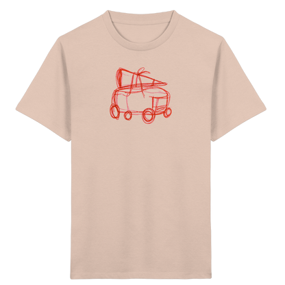 Rostroter Schulbus mit Schultüte - Kinder Bio T-Shirt