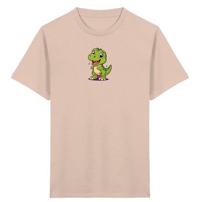 Fröhlicher Dino mit rosa Füßen Kinder T-Shirt - Kinder Bio T-Shirt