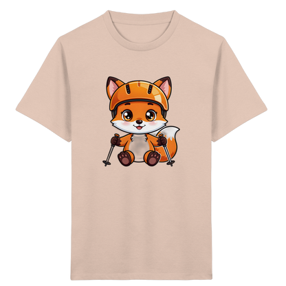 Fuchs auf Skiern – Kinder Bio-T-Shirt