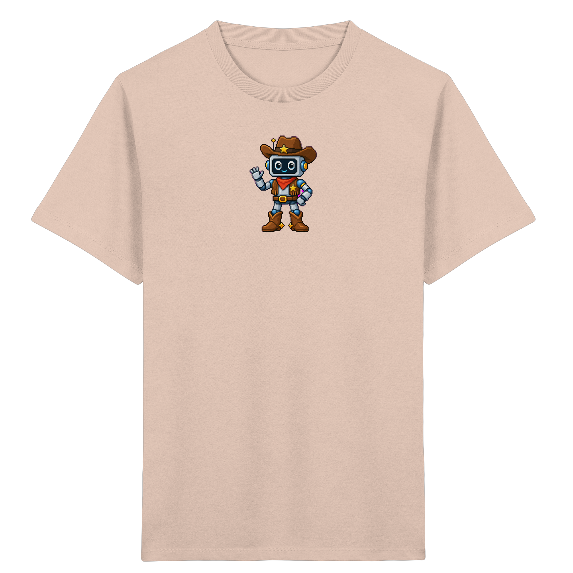 Pixel-Roboter mit freundlichem Lächeln – Kinder T-Shirt