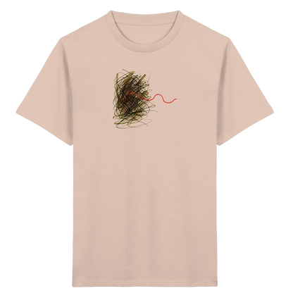 Abstraktes Kritzel-T-Shirt mit roter Linie - Kinder Bio T-Shirt