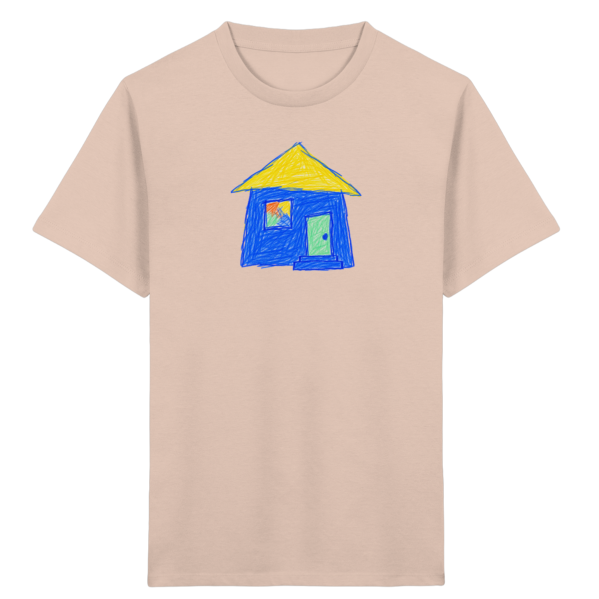 Blaues Regenbogenfenster Haus - Kinder Bio T-Shirt