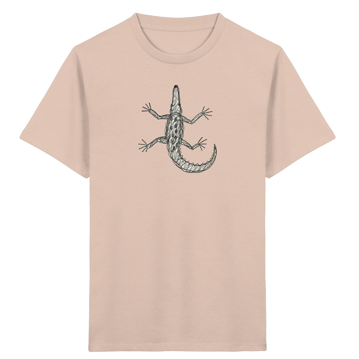 Krokodil von oben gezeichnet - Kinder Bio T-Shirt