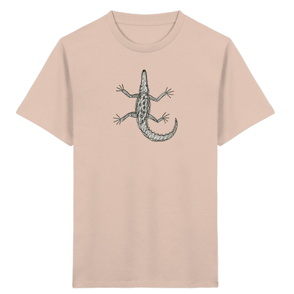 Krokodil von oben gezeichnet - Kinder Bio T-Shirt