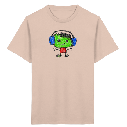 Kritzelkopf mit blauen Ohrenschützern - Kinder Bio T-Shirt