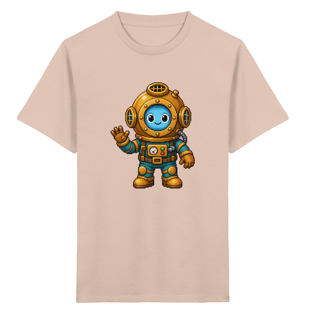 Pixel-Taucher: Goldener Helm Kinder T-Shirt - Kinder Bio T-Shirt