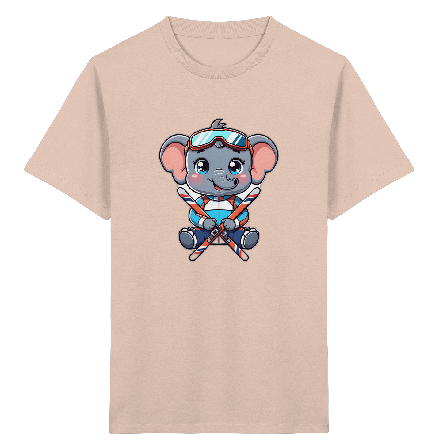 Skifahrender Elefant: Fröhliches Kinder T-Shirt