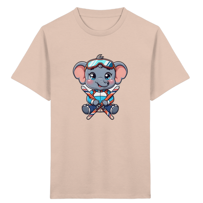 Kinder-T-Shirt mit skifahrendem Elefanten