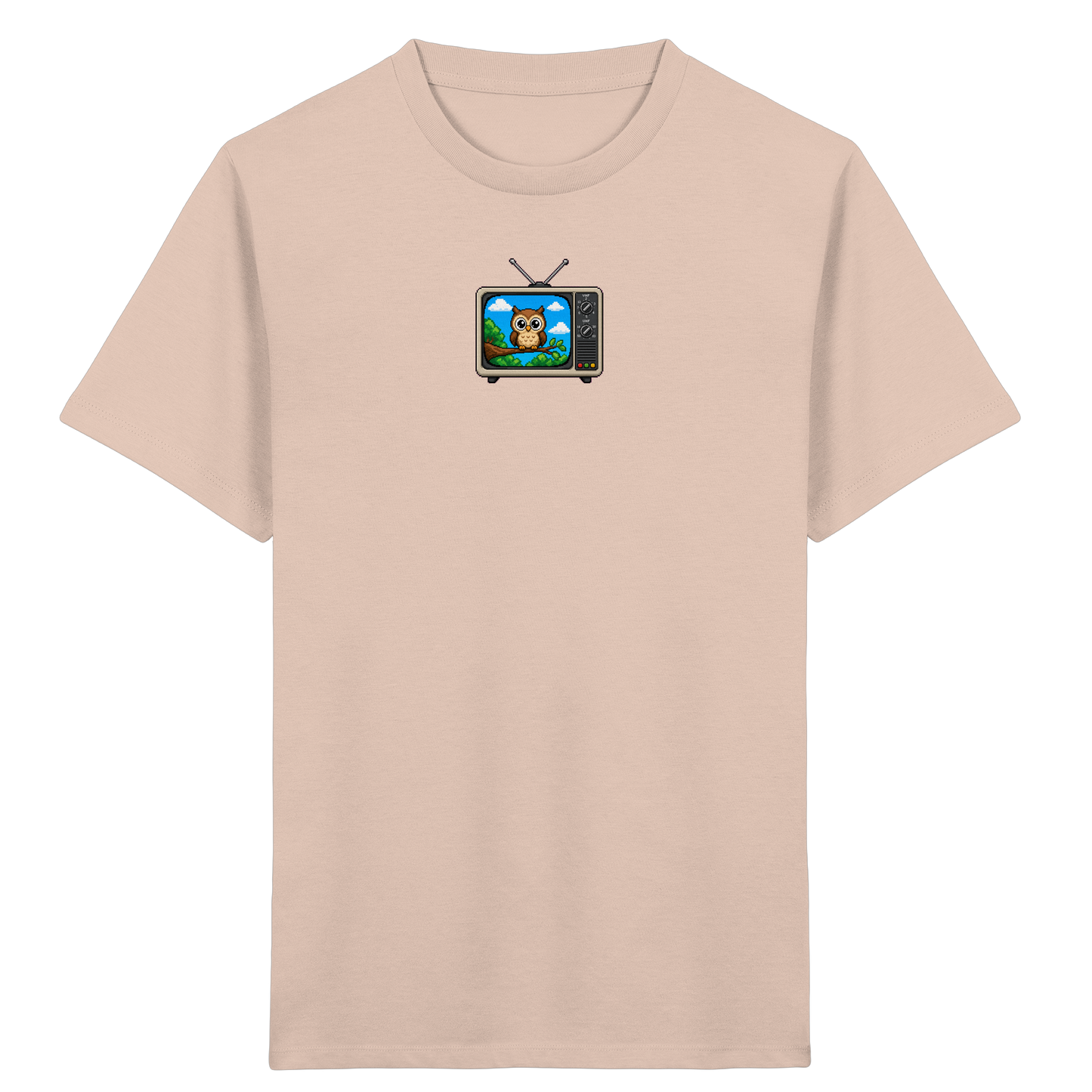 Pixel Eule im Retro-Fernseher Kinder T-Shirt - Kinder Bio T-Shirt