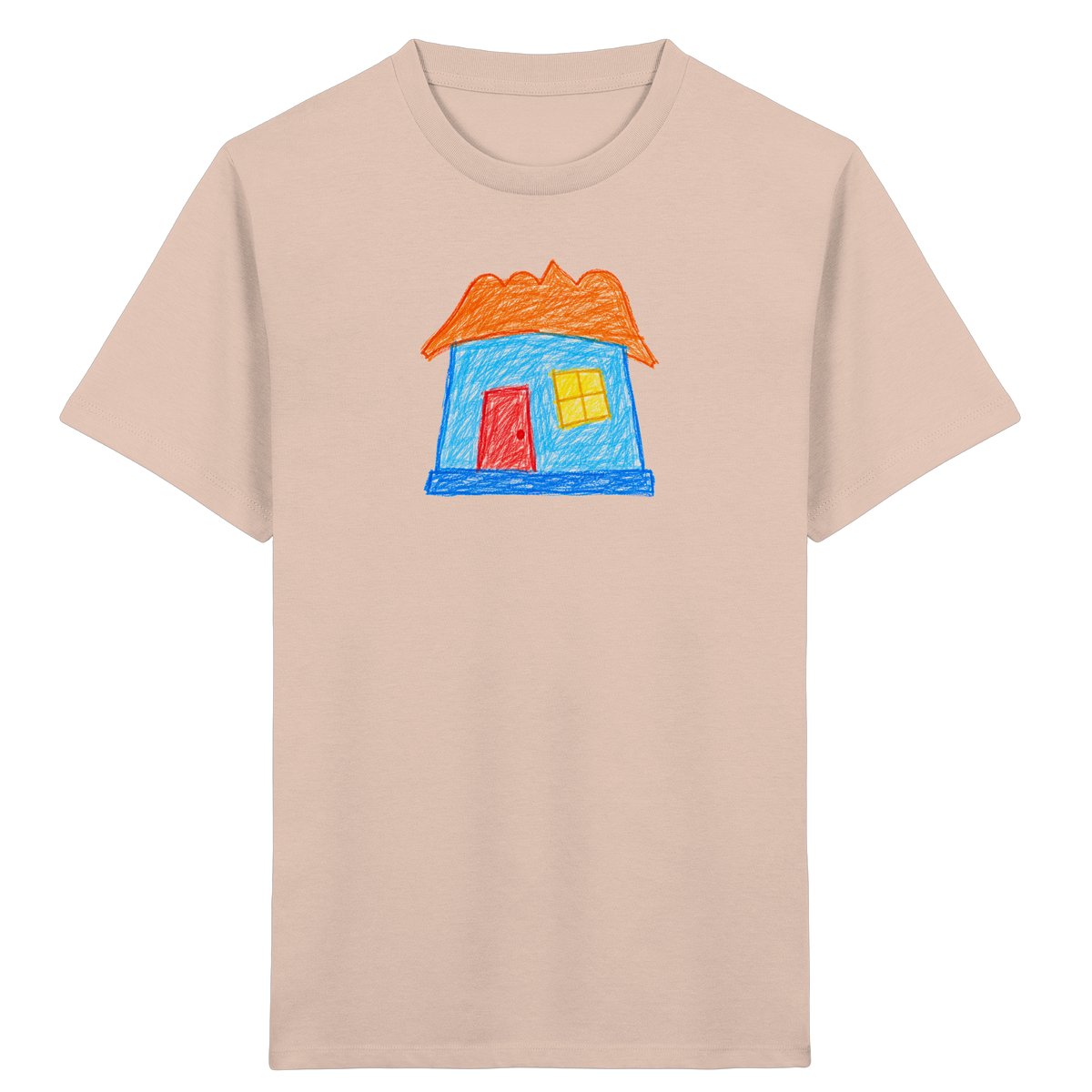 Himmelblaues Haus mit Wolkendach - Kinder Bio T-Shirt