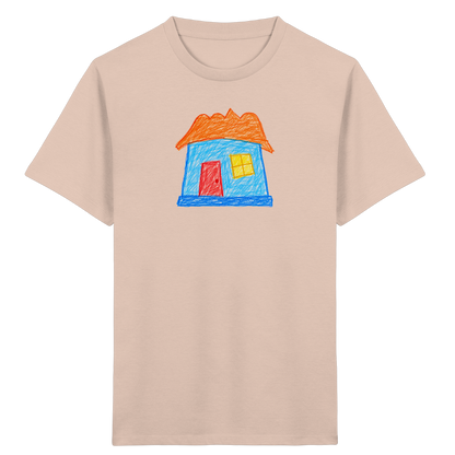 Himmelblaues Haus mit Wolkendach - Kinder Bio T-Shirt