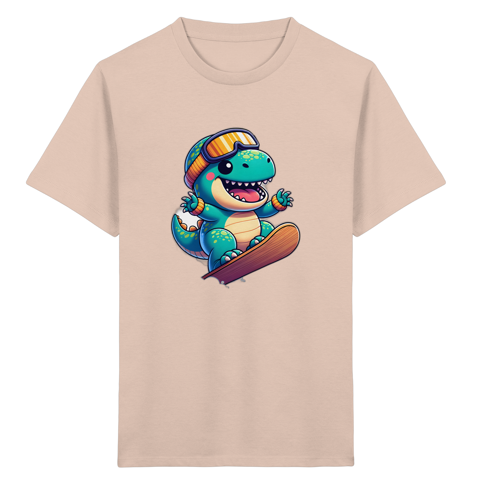 Dinosaurier auf dem Snowboard – Kinder-T-Shirt