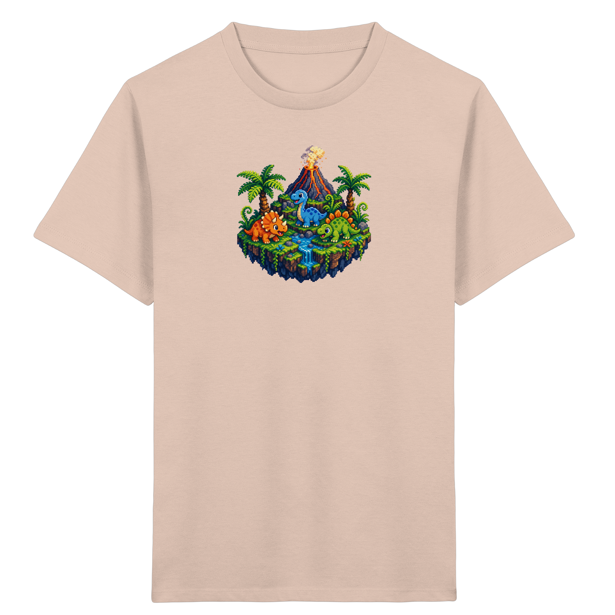 Dino Pixel Insel T-Shirt für Kinder