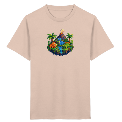 Cooles Dino Pixel Insel T-Shirt - Kinder Bio T-Shirt