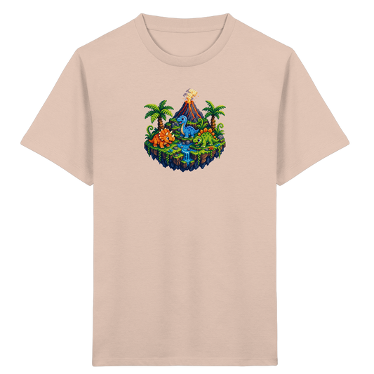 Cooles Dino Pixel Insel T-Shirt - Kinder Bio T-Shirt