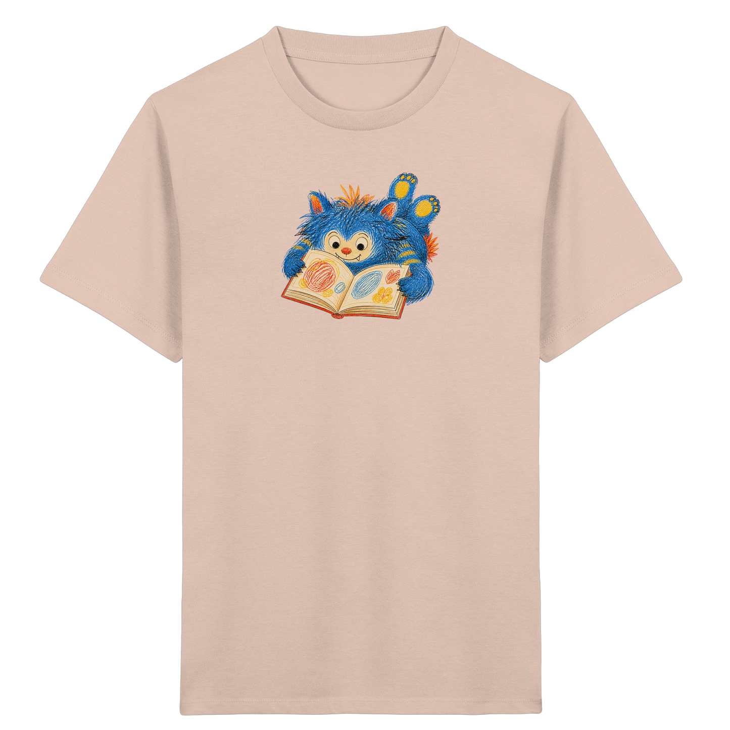 Bücherwurm Monster liest Bilderbuch - Kinder Bio T-Shirt