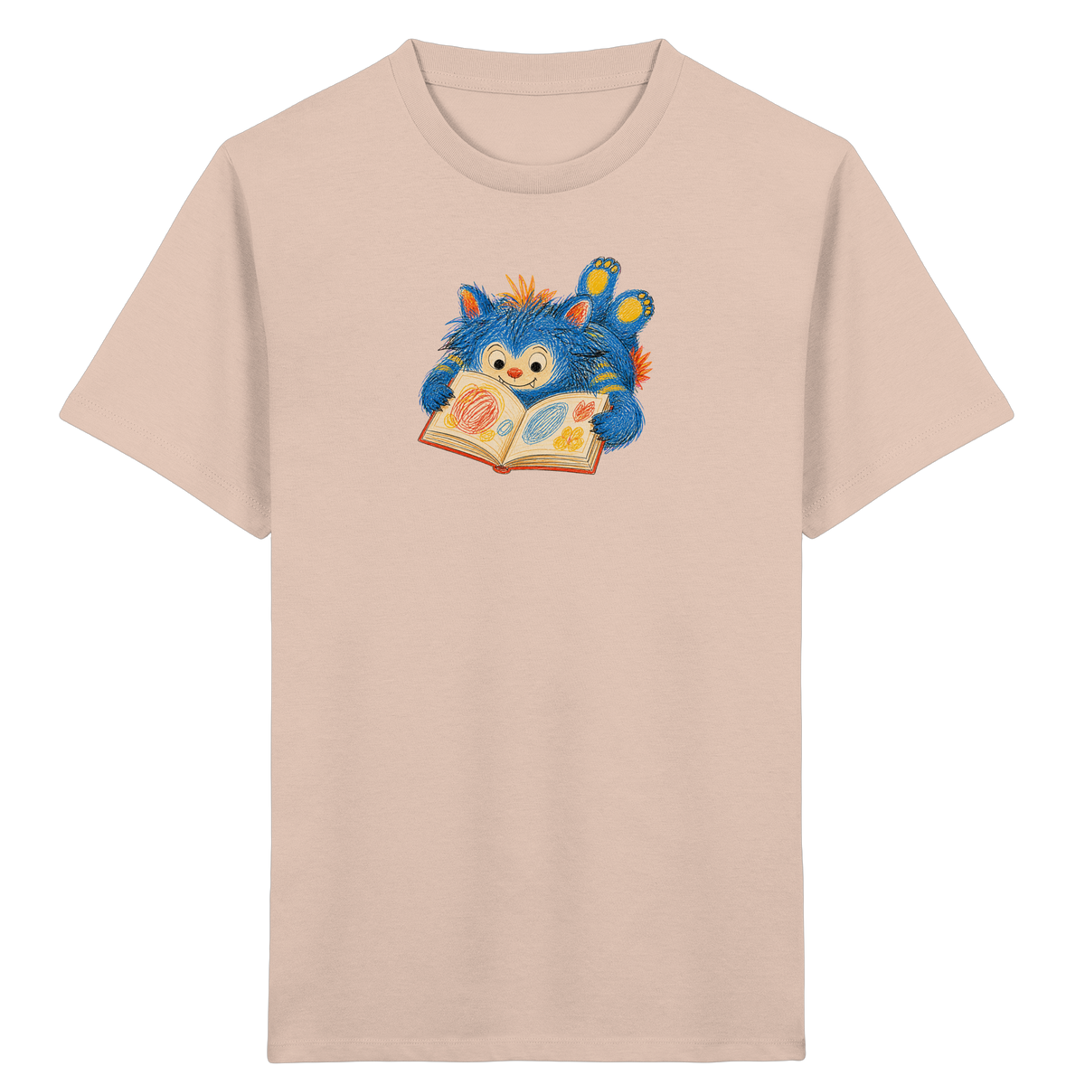 Bücherwurm Monster liest Bilderbuch - Kinder Bio T-Shirt