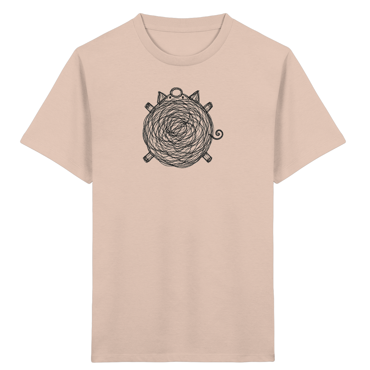 Schwein von oben Kritzelmotiv - Kinder Bio T-Shirt
