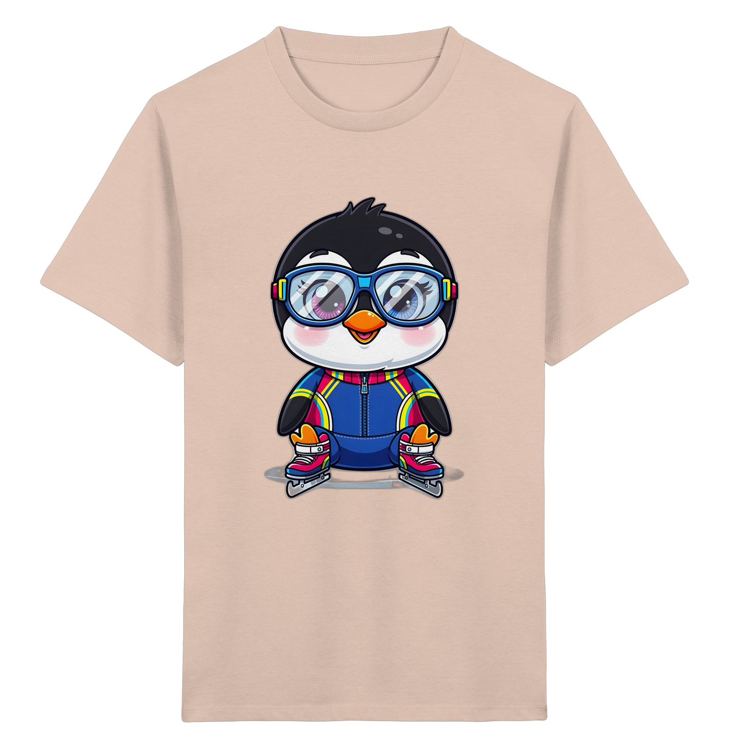 Fröhlicher Pinguin auf Schlittschuhen Kinder T-Shirt