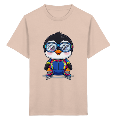 Pinguin auf Schlittschuhen – Kinder Bio-T-Shirt