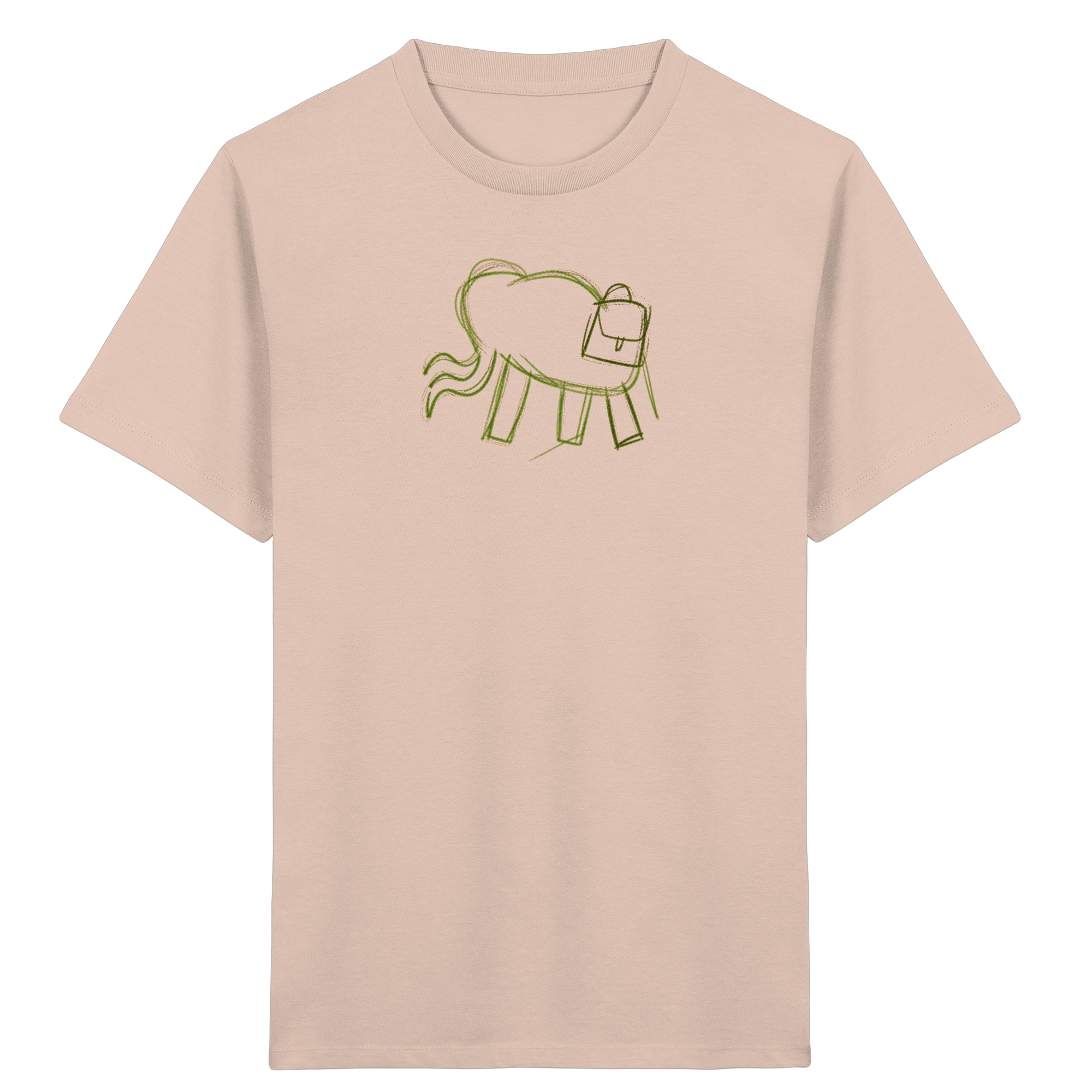 Kinder T-Shirt mit grünem Wackelelefanten und Ranzen