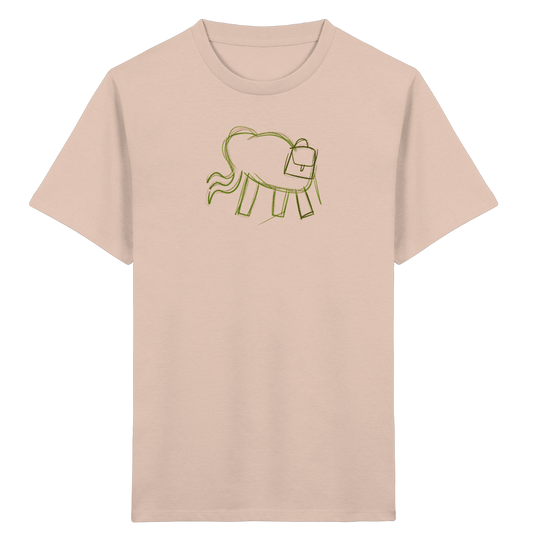 Grüner Wackelelefant mit Ranzen - Kinder Bio T-Shirt