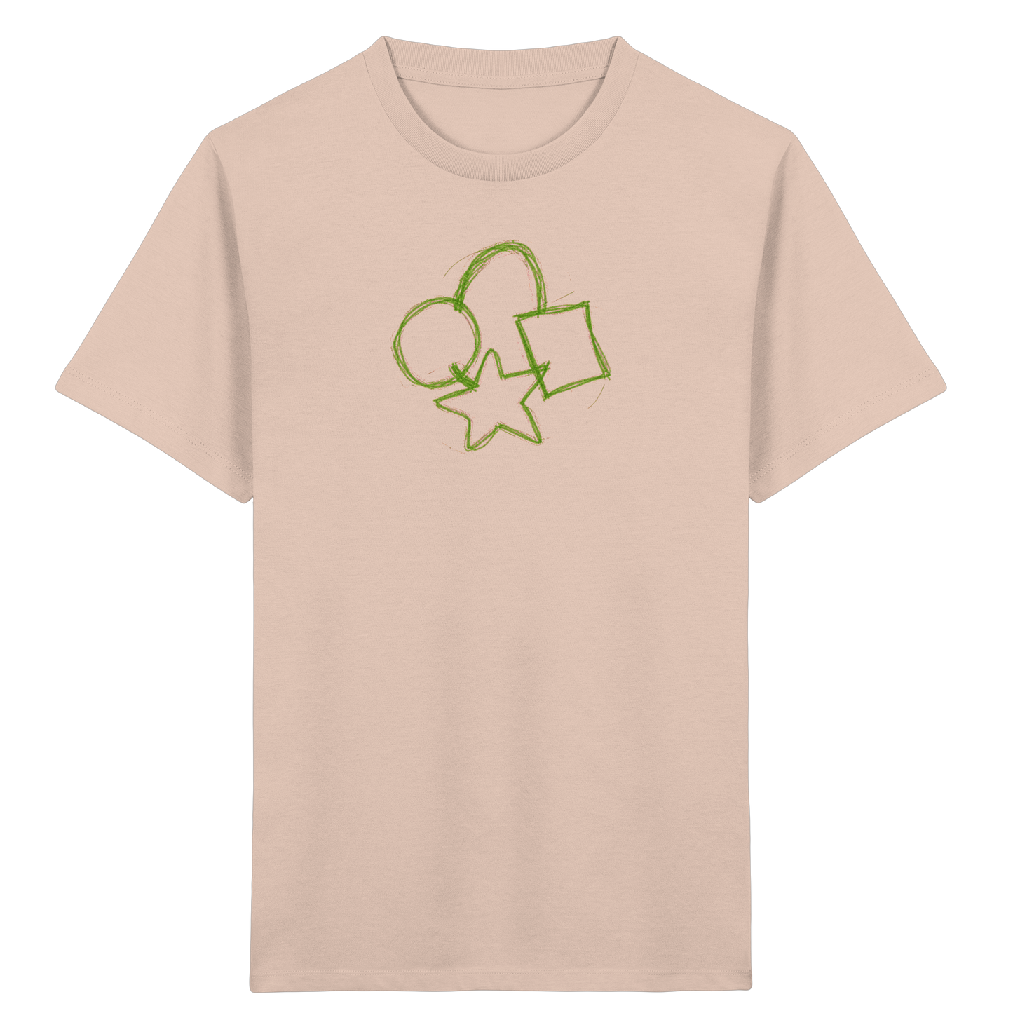 Grüne Formenfamilie mit Ranzen - Kinder Bio T-Shirt