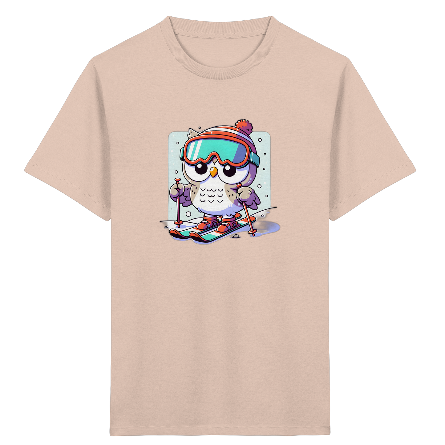 Cartoon Eule auf Skiern T-Shirt
