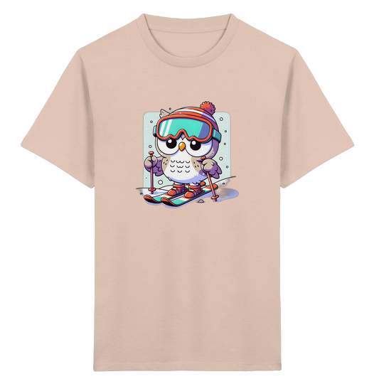 Cartoon Eule auf Skiern T-Shirt