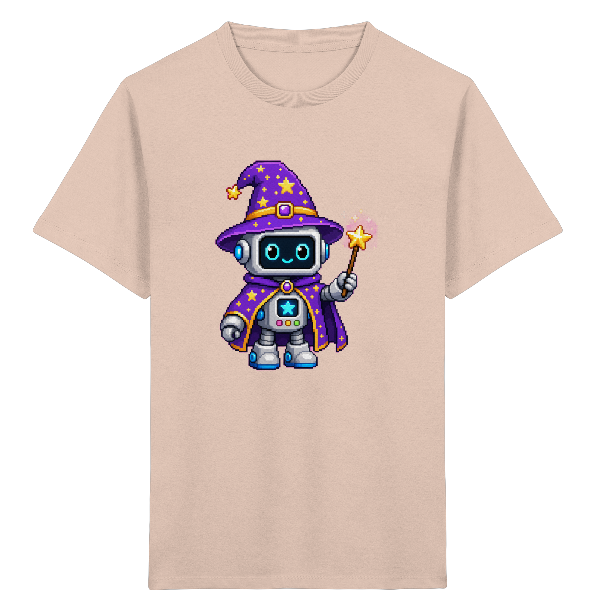 Kinder T-Shirt Pixel-Roboter als Zauberer