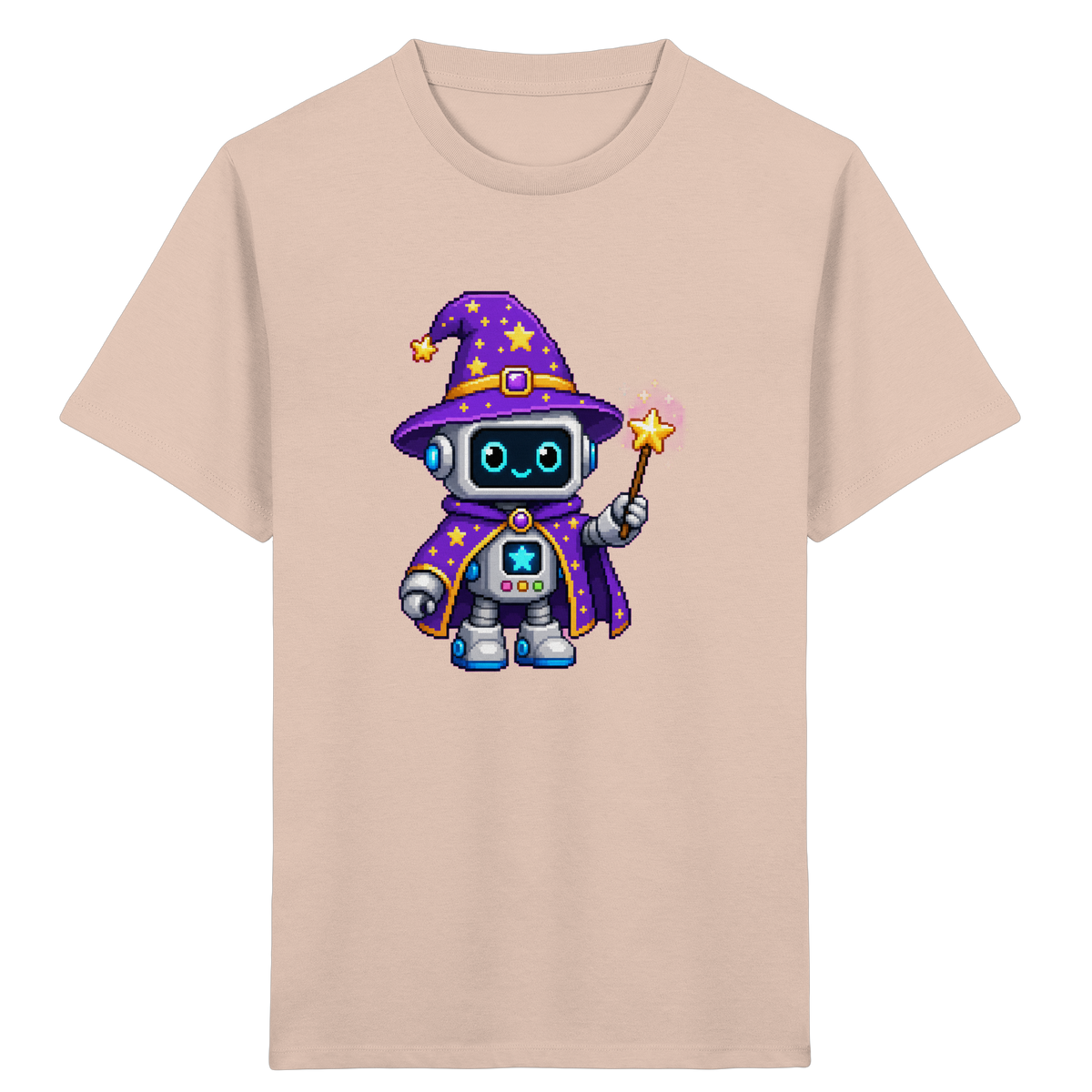 Pixel Roboter Zauberer T-Shirt: Magischer Spaß - Kinder Bio T-Shirt