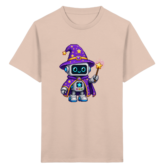 Pixel Roboter Zauberer T-Shirt: Magischer Spaß - Kinder Bio T-Shirt