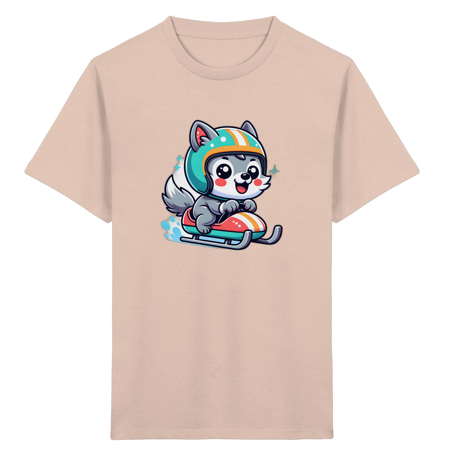 Cartoon Wolf Schlittenfahrt T-Shirt