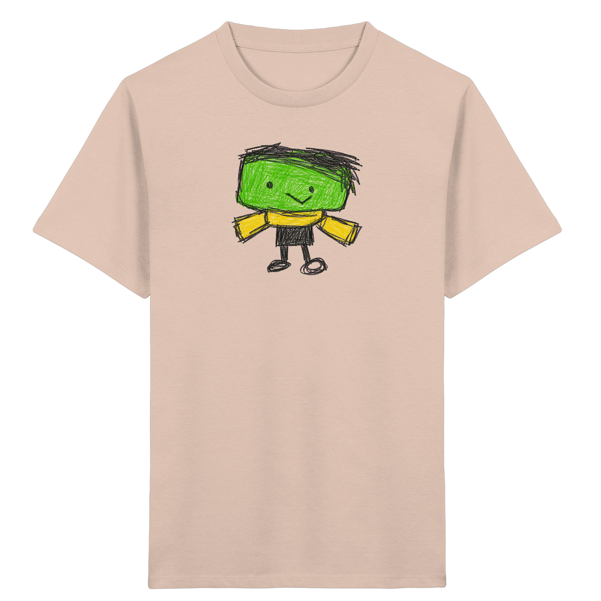 Kritzelkopf mit gelbem Schal - Kinder Bio T-Shirt