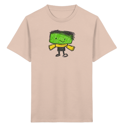 Kritzelkopf mit gelbem Schal - Kinder Bio T-Shirt