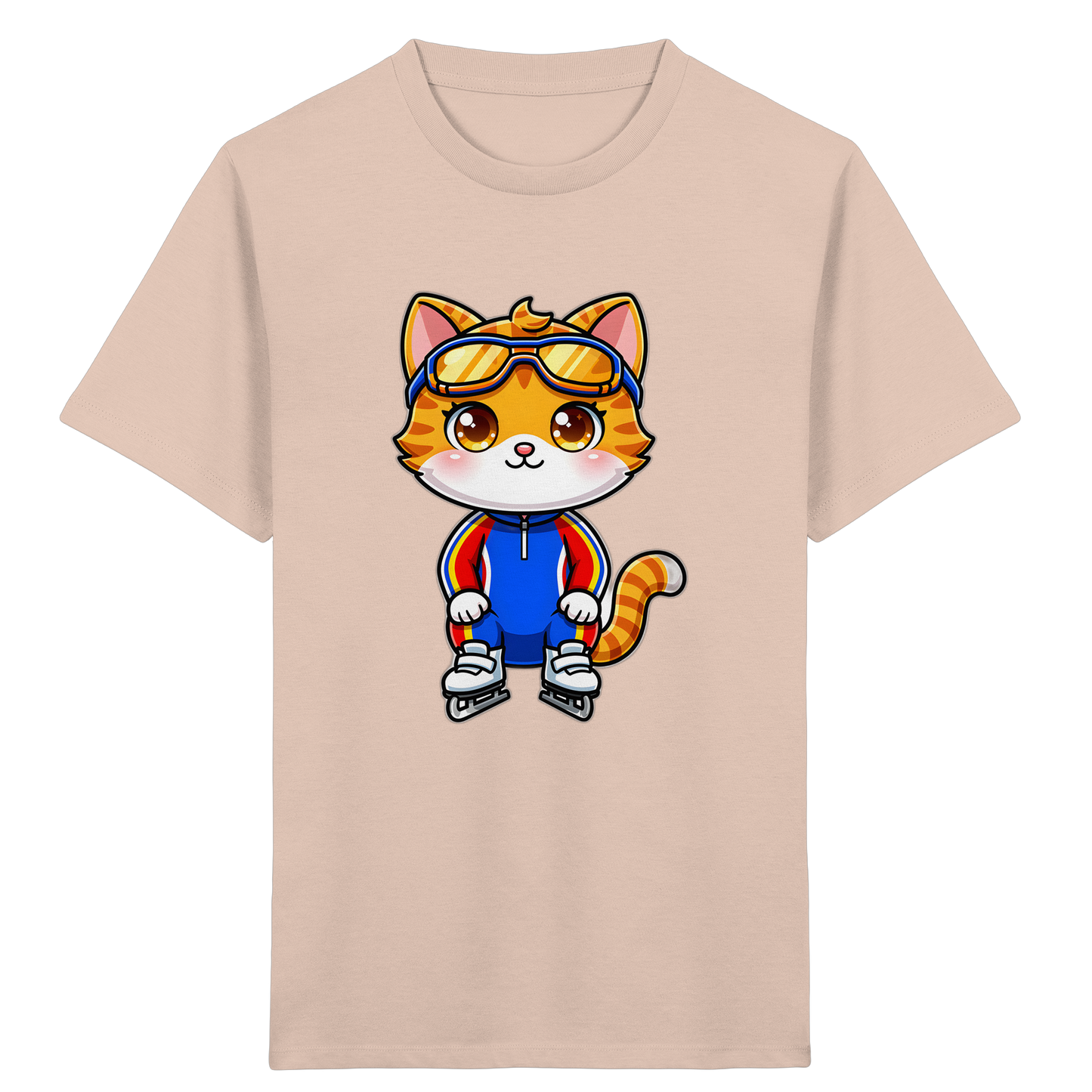 Katze auf Schlittschuhen: Sportliches Kinder-T-Shirt