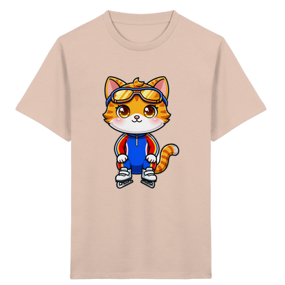 Kinder-T-Shirt mit Katze auf Schlittschuhen