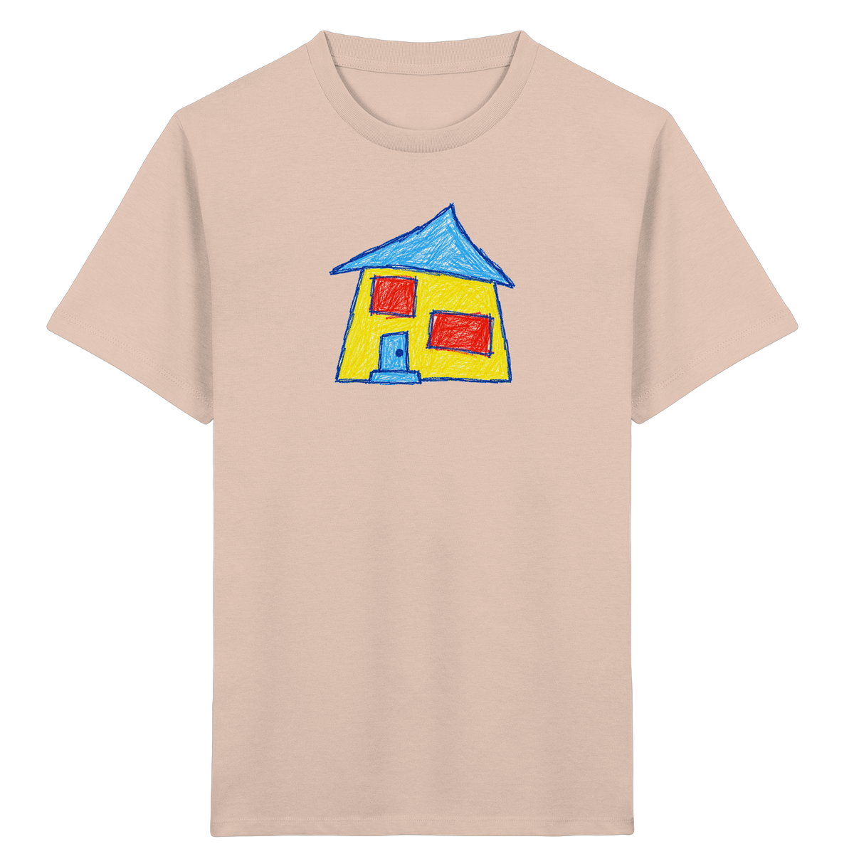 Gelbes Haus mit Doppelfenstern - Kinder Bio T-Shirt