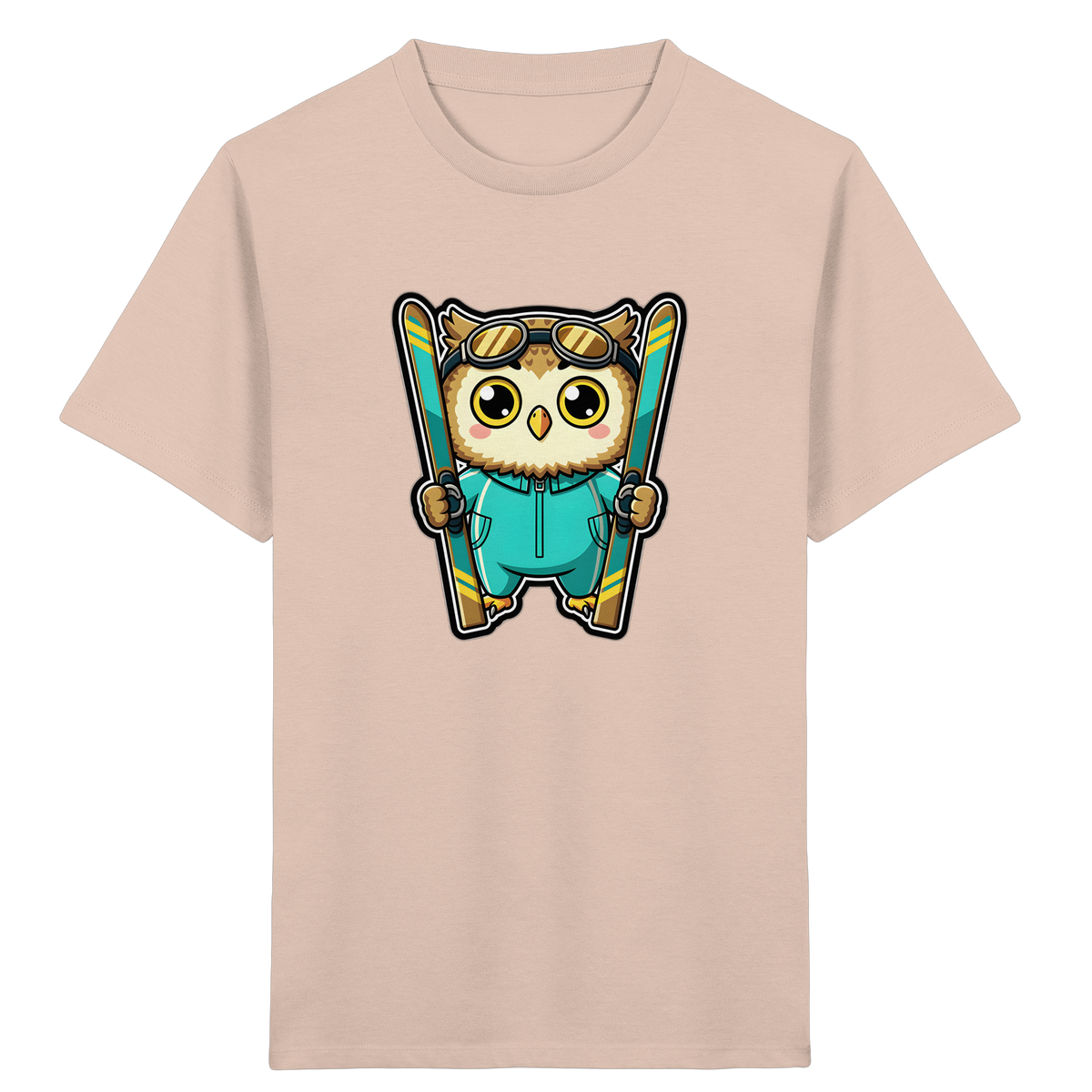 Niedliche Eule auf Skiern T-Shirt - Kinder Bio T-Shirt